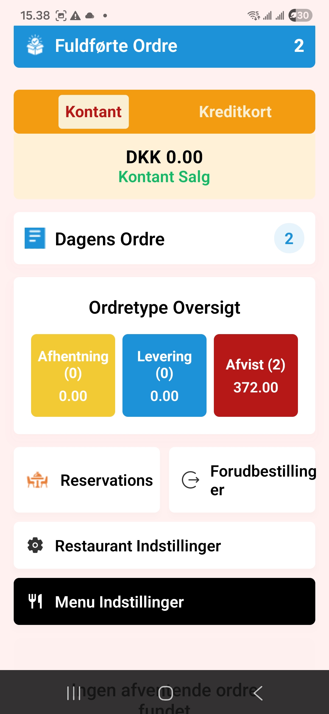 Dashboard med omsætning og ordrer